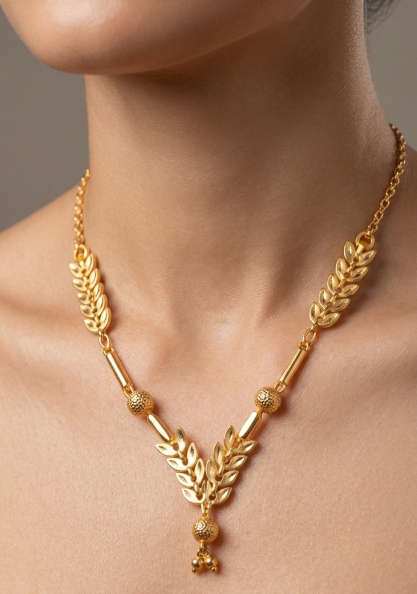 Elegant Gold Leaf Design Necklace