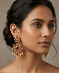Royal Ruby Pearl Chandbali Earrings