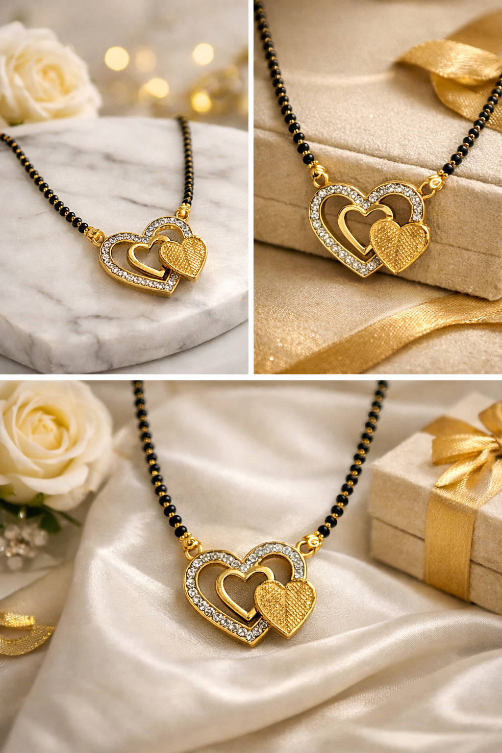 Stylish Double Heart Mangalsutra Chain