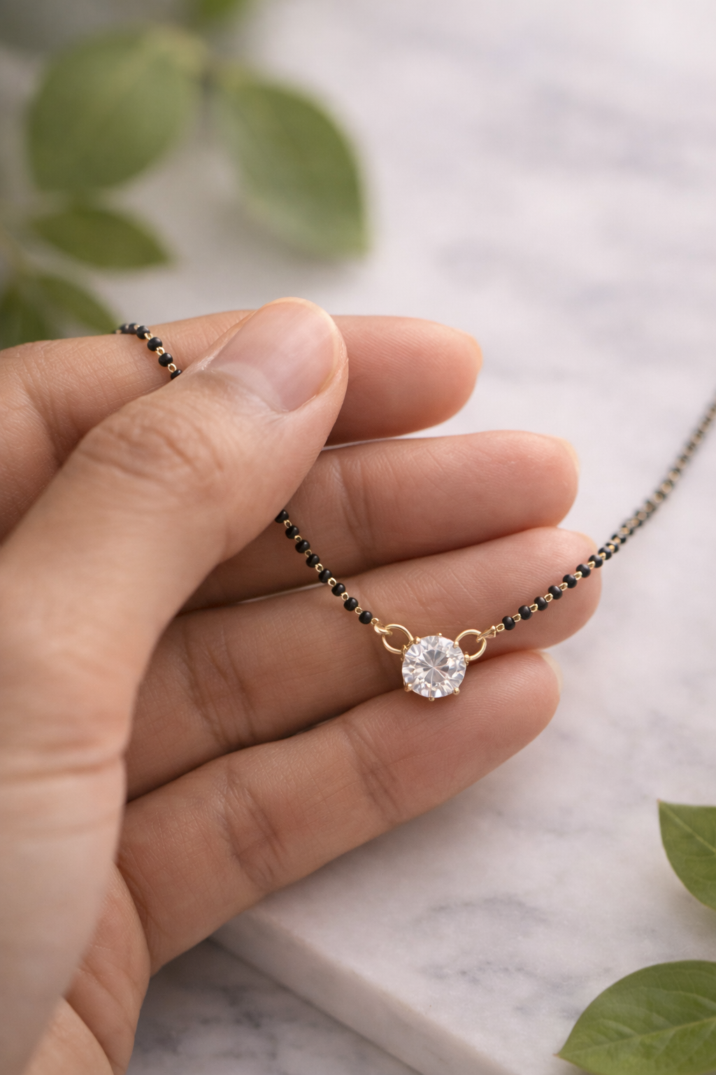 Minimal Black Bead Mangalsutra – Elegant Daily Wear Necklace