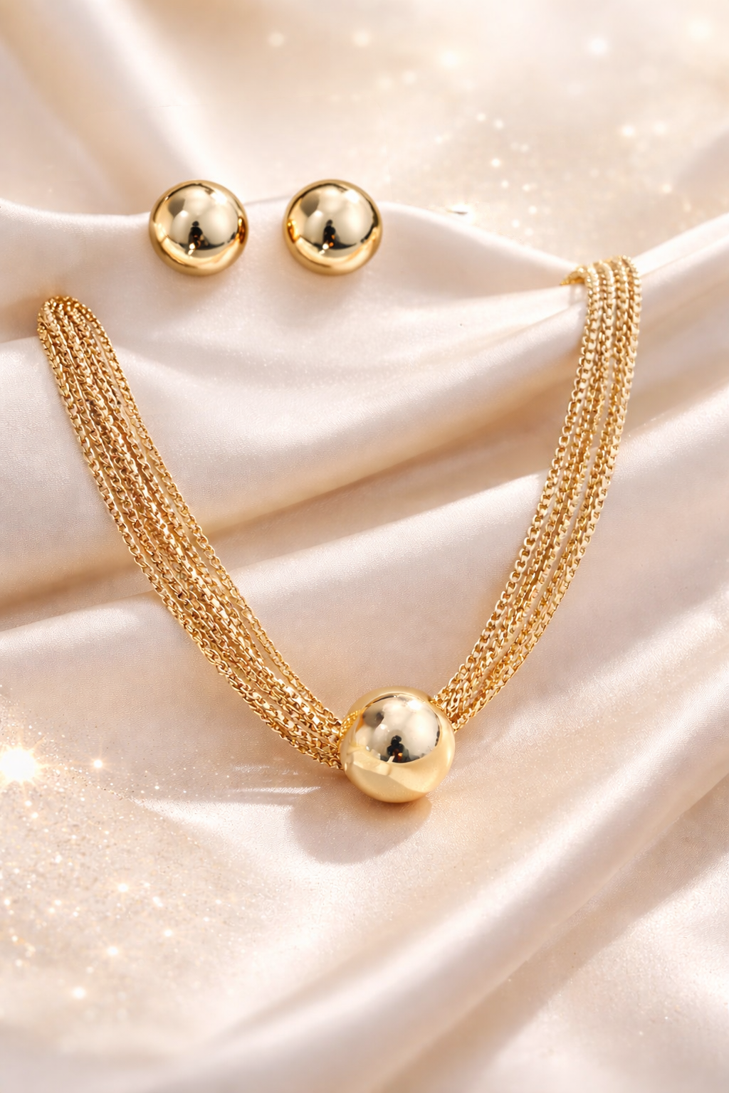 Minimal Gold Ball Jewelry Set