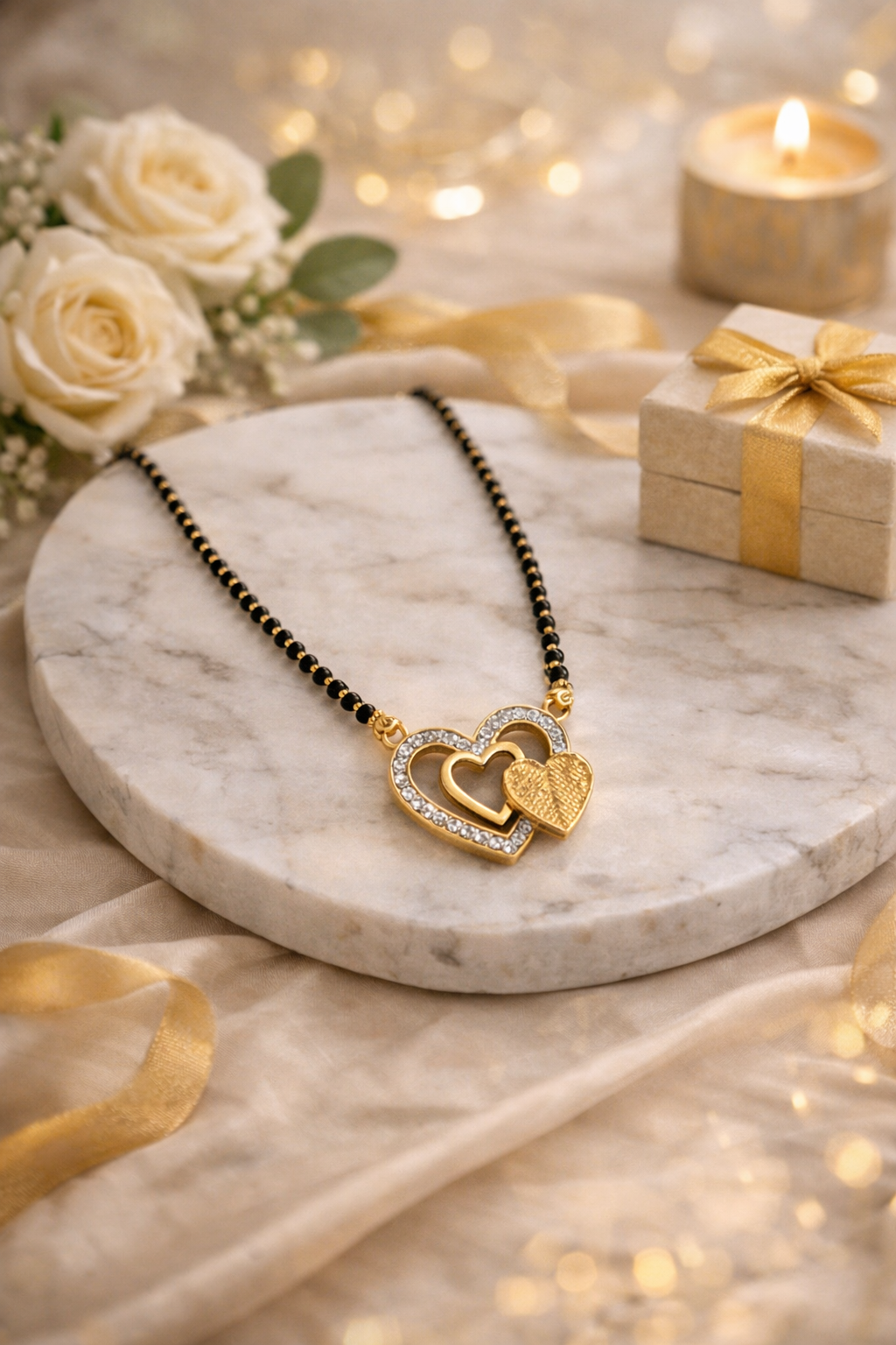 Stylish Double Heart Mangalsutra Chain