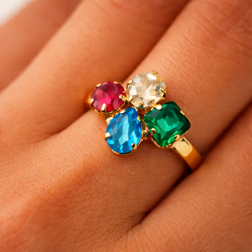 Multicolor Gemstone Ring – Premium Gold Finish