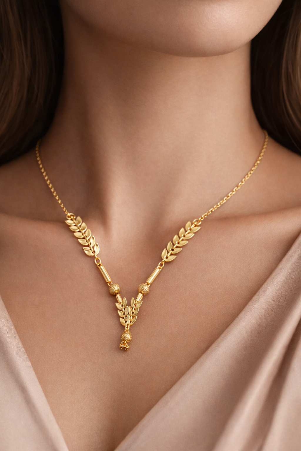 Elegant Gold Leaf Design Necklace