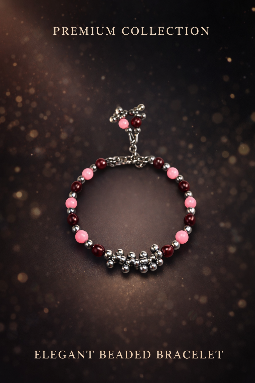 Trendy Pink & Silver Beaded Bracelet for Women