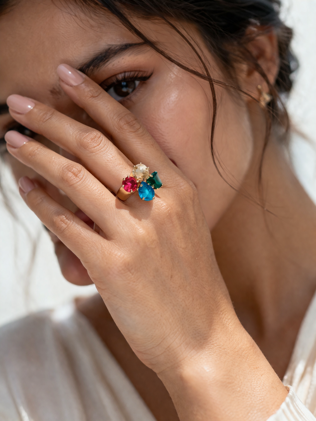 Multicolor Gemstone Ring – Premium Gold Finish