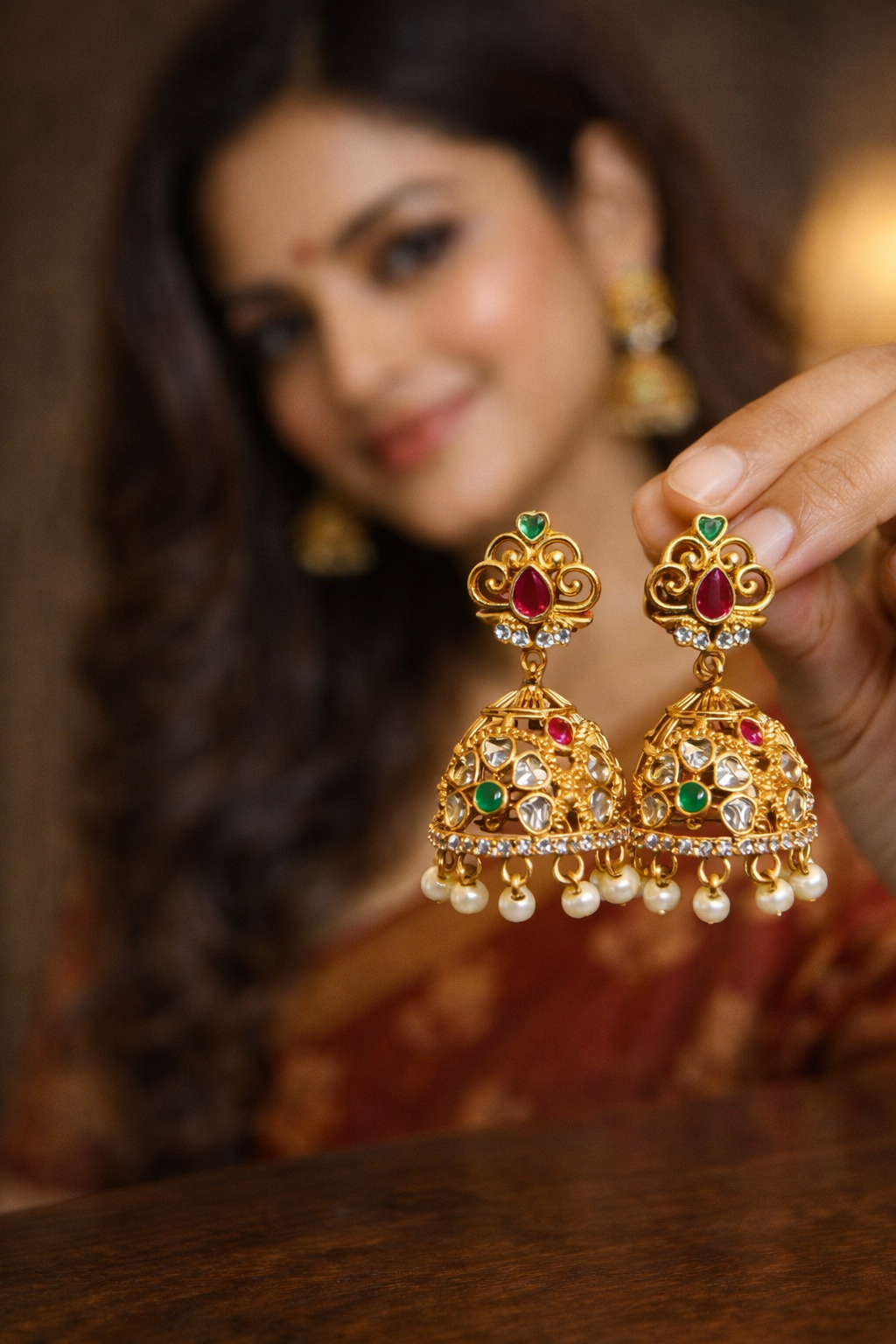 Traditional Gold Plated Jhumka Earrings for Women | Reva Jewels