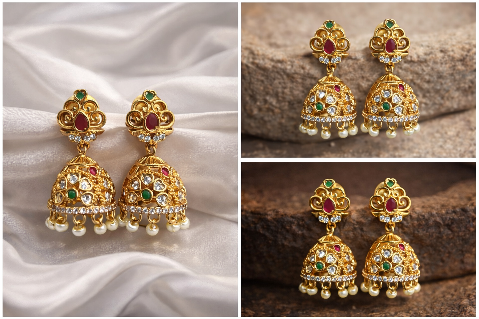 Traditional Gold Plated Jhumka Earrings for Women | Reva Jewels