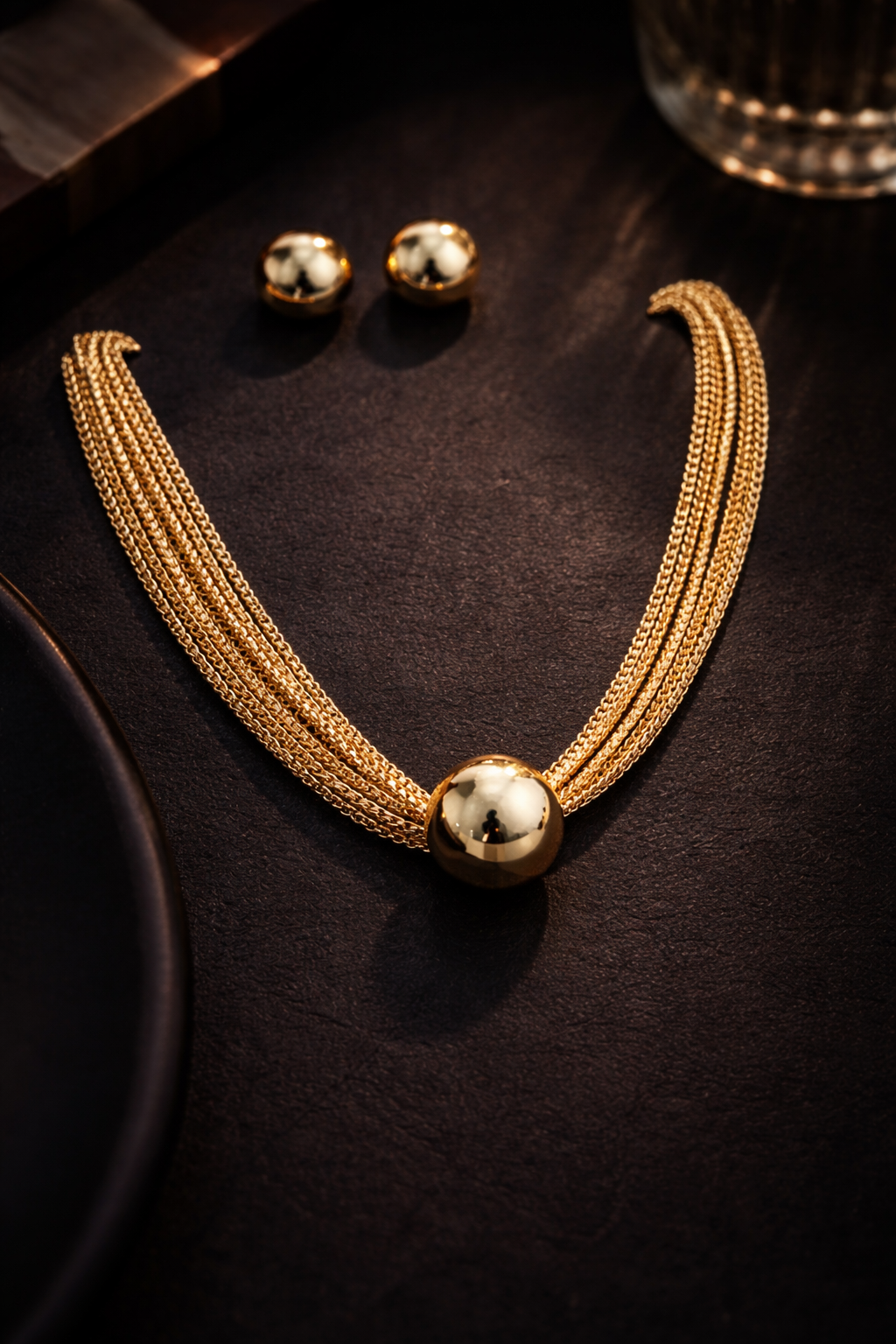 Minimal Gold Ball Jewelry Set