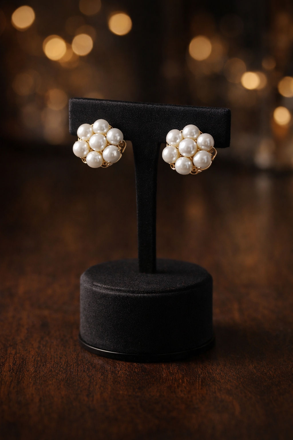 Elegant Pearl Cluster Stud Earrings