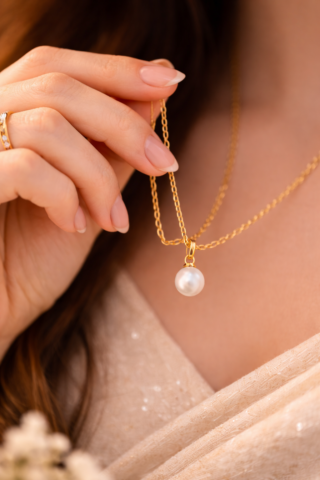 Pearl Pendant Necklace  Chain