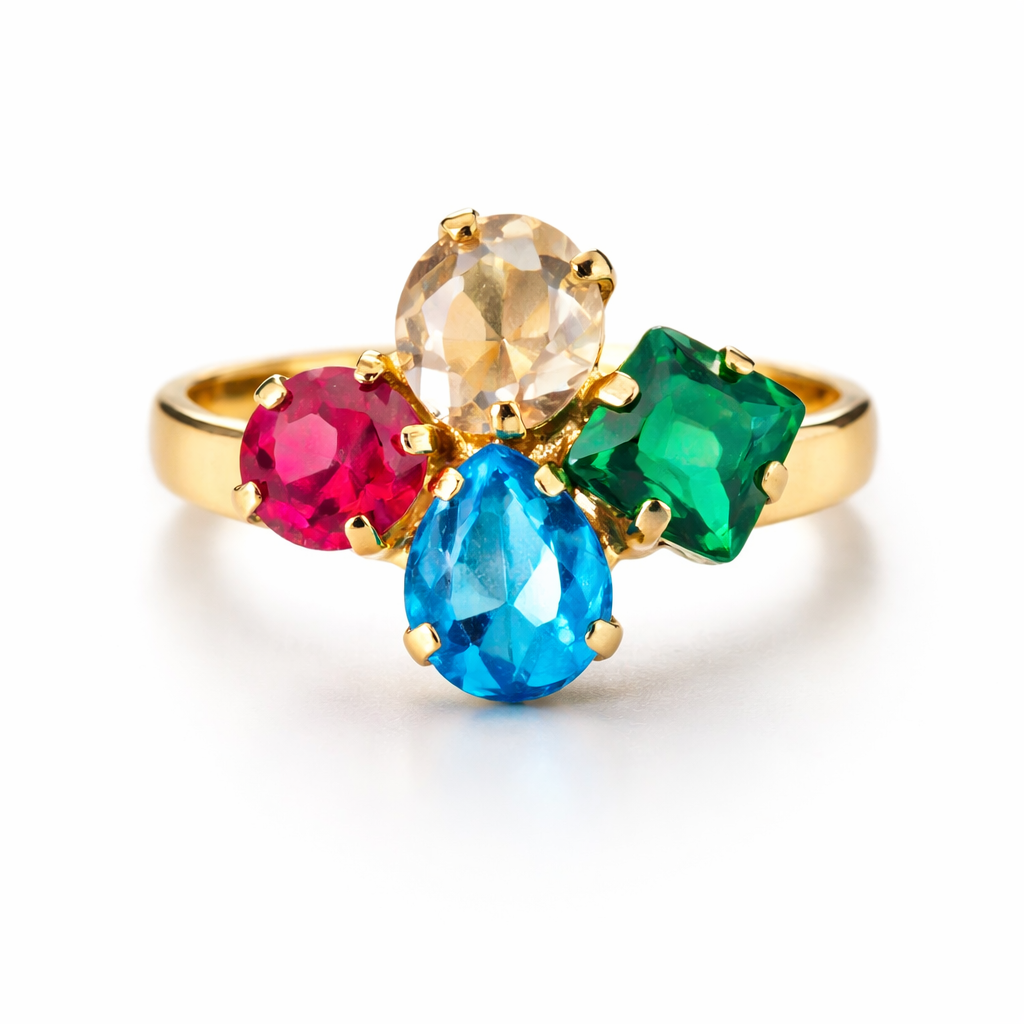 Multicolor Gemstone Ring – Premium Gold Finish